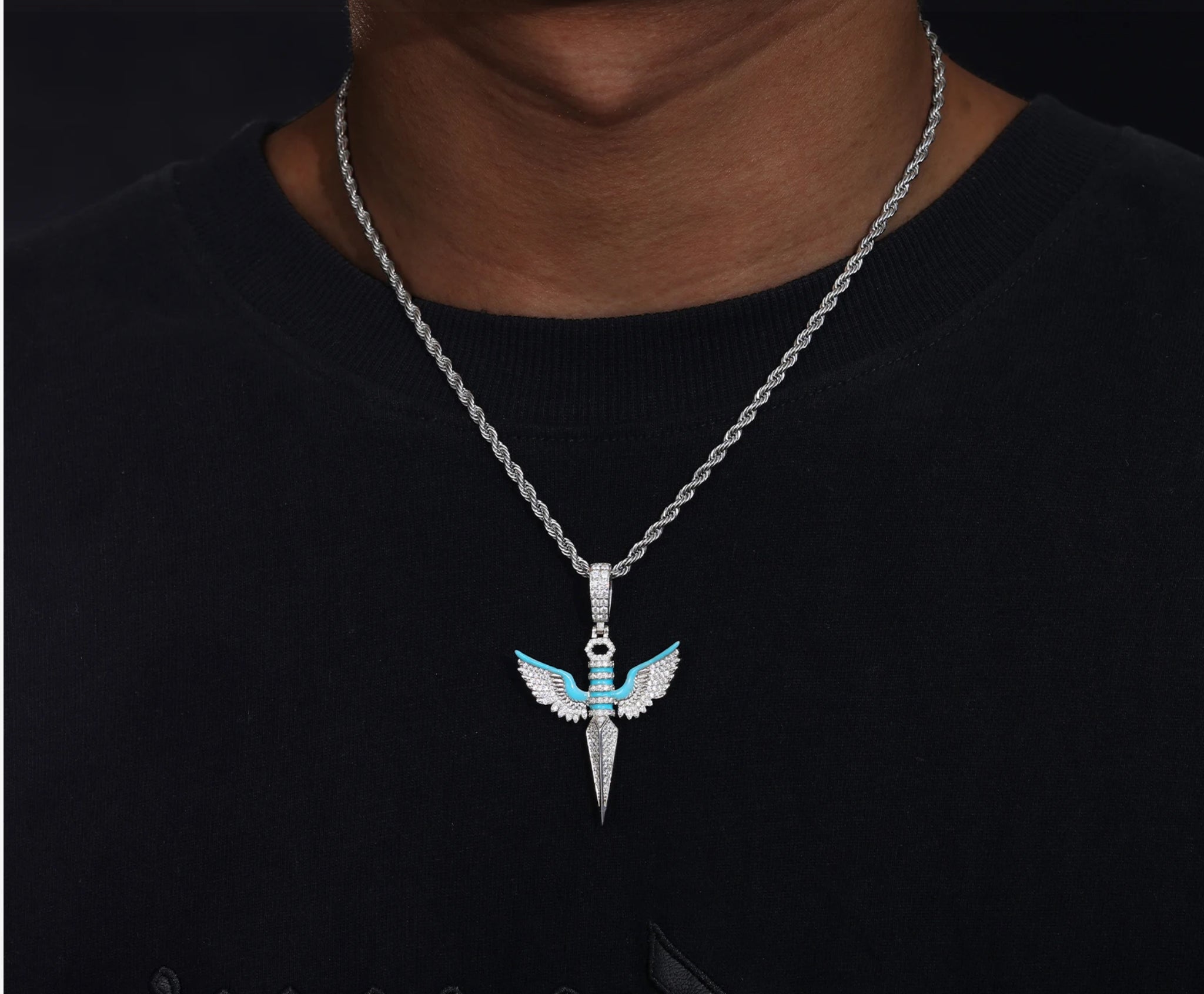 “ANGEL DAGGER, GLOW IN THE DARK” MOISSANITE PENDANT