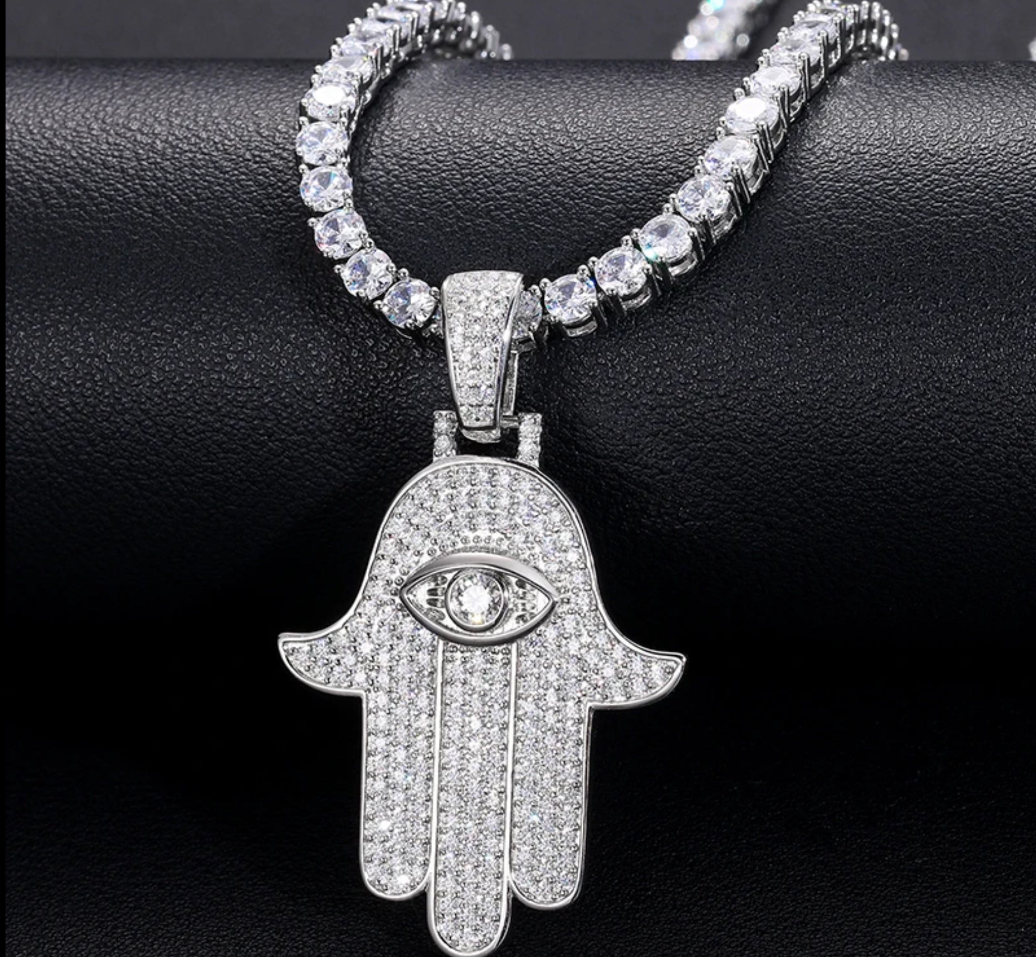 “HAMSA EVIL EYE” MOISSANITE PENDANT