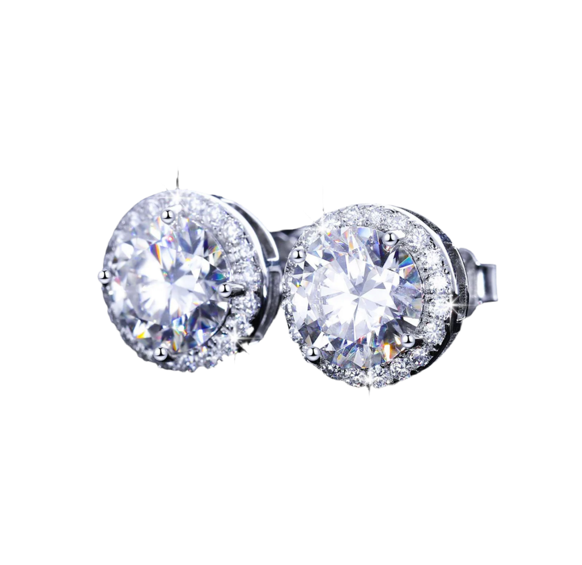 5MM-8MM UNISEX MOISSANITE EARRINGS- 925 SILVER- VVS1