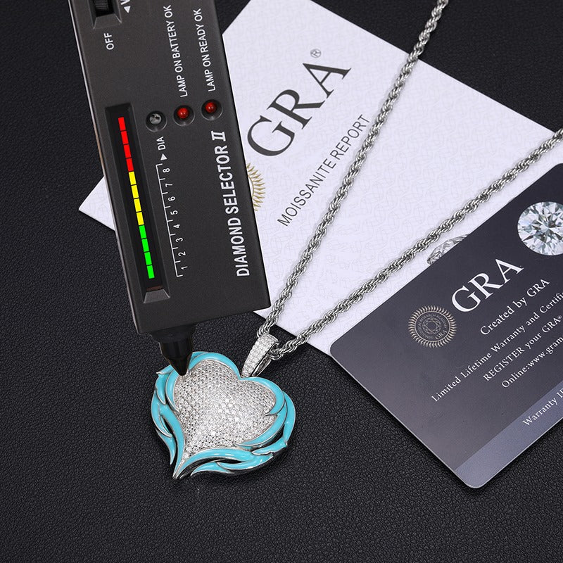 “HEART, GLOW IN THE DARK” MOISSANITE PENDANT