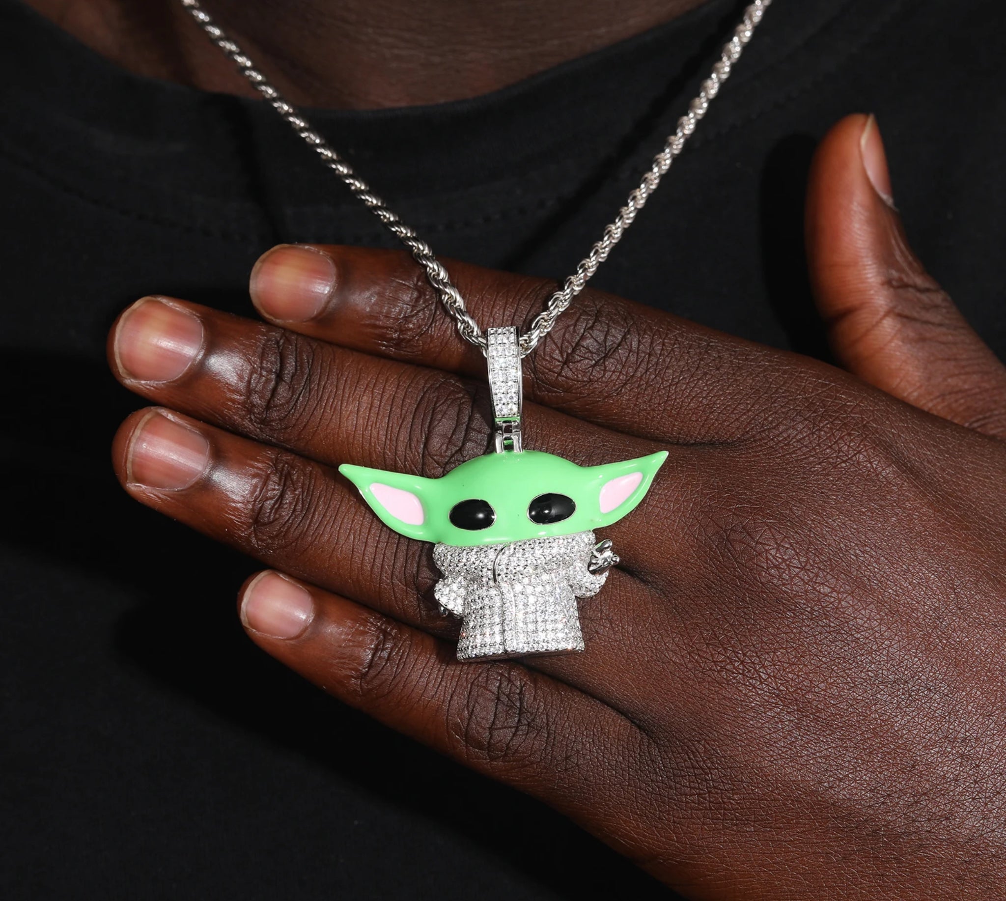 “YODA, GLOW IN THE DARK” MOISSANITE PENDANT