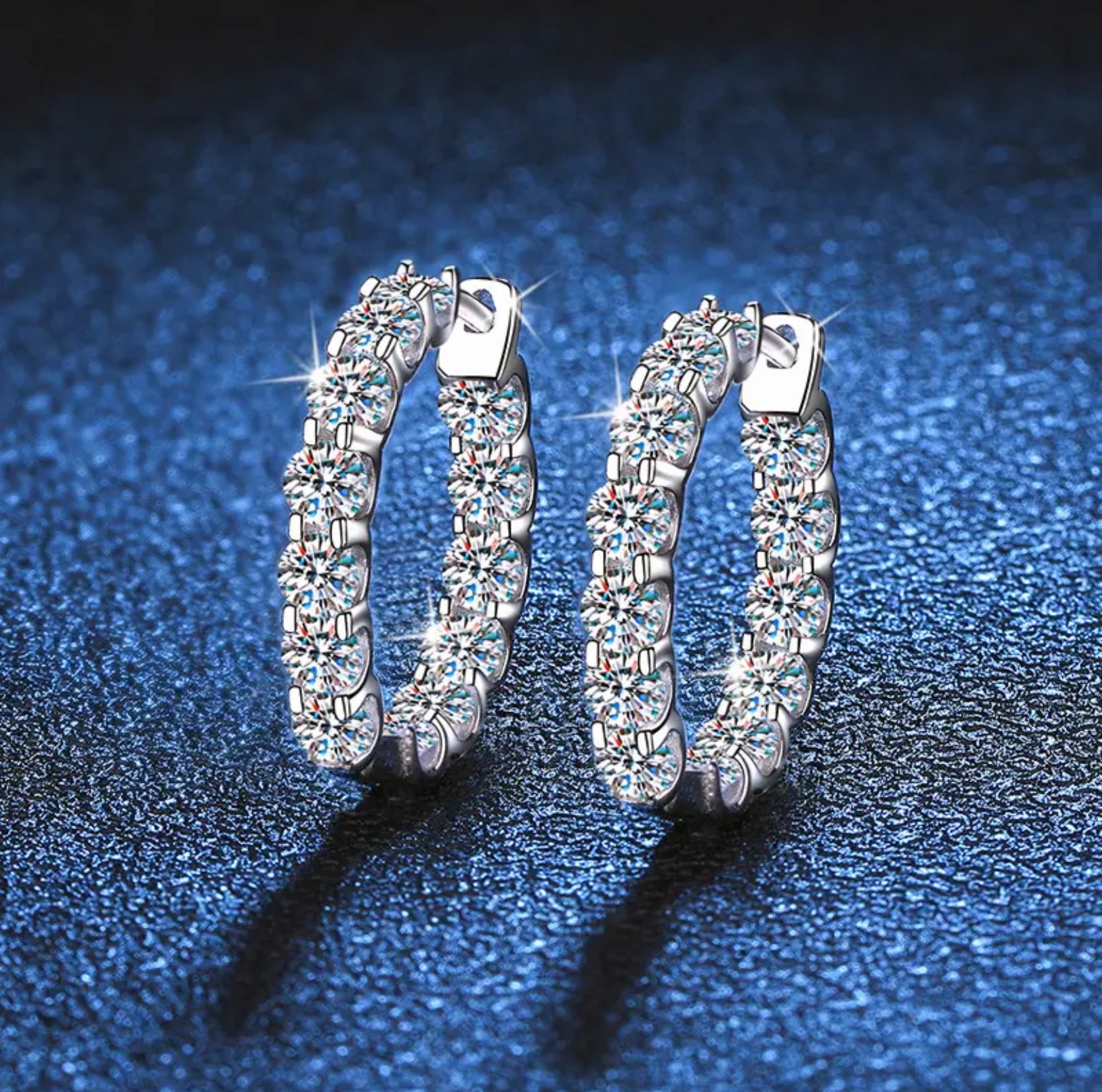 “Eternal” White Gold Mossanite Earings