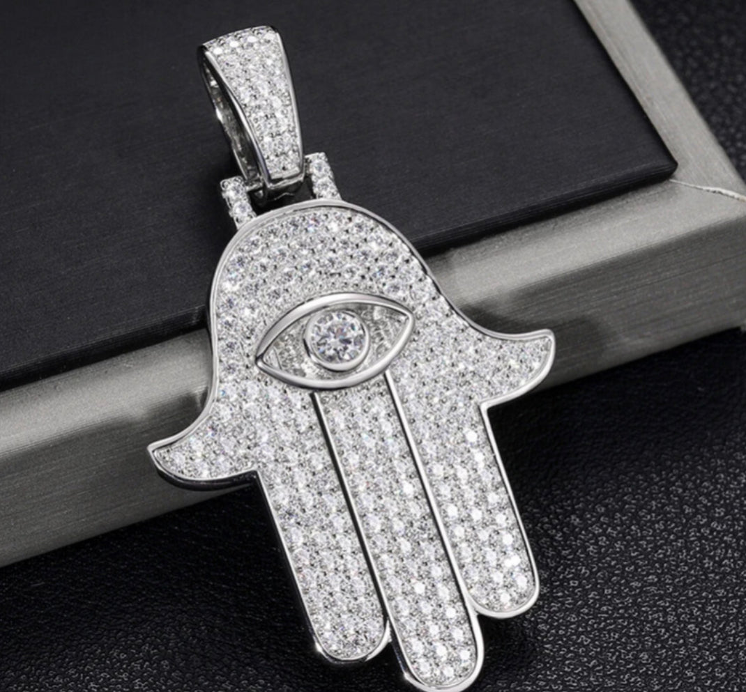 “HAMSA EVIL EYE” MOISSANITE PENDANT